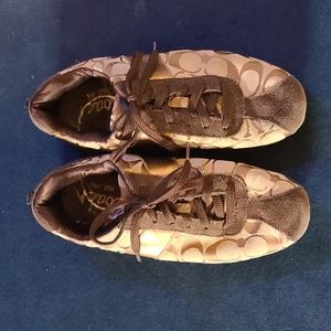 Coach Tennis Shoes 7 1/2 brown, beige, gold